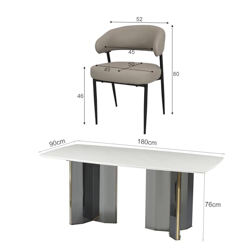 Image of The Attic Royal Oak 6 Chair Dining Set,Warm Grey,Titanium & Cream,180Cms