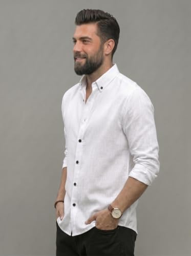 Image of NexaFlair Men's Regular Fit Solid Pattern Laffer Cotton Shirt with Long Sleeve Collared Neck Standard Length and Button Down Closure Type | Mens Casual Shirts | Man's Formal Shirts