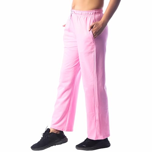 Image of London Hills Women High Rise Flared Track Pants Cotton Blend Regular Fit Joggers Track Pants Solid Track Pants