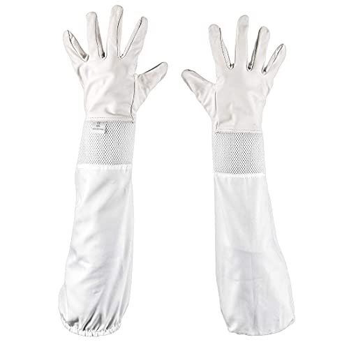 Imkerei Versorgung Ziegenleder Imkerhandschuhe mit Entlüftung lange Segeltuch Ärmel & elastische Manschette L – Bild 4