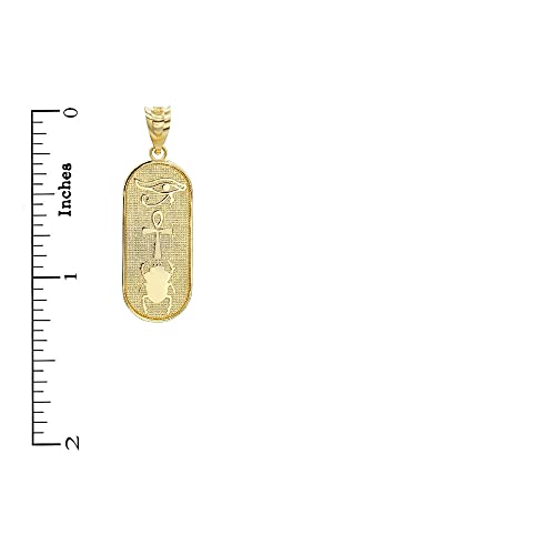 10K Yellow, White, or Rose Gold Protection Ankh Cross Eye of Horus and Ancient Egyptian Scarab Pendant - Choice of Metal3