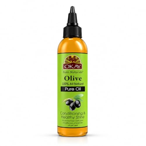 OKAY 100% Pure Natural Olive Oil for Skin & Hair - Cold Pressed Olive Oil for Skin Care, After Shower Body Moisturizer for Women & Men, Use for Massage, Hair Health - 4 Fl Oz (Pack of 1)