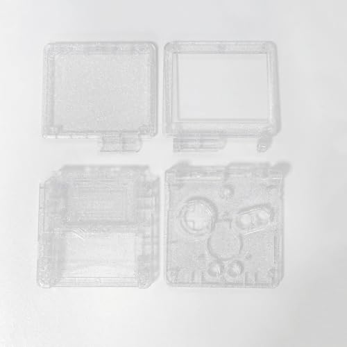 Image of Hzxkqmil Replacement Full Shell Case Kit for Gameboy Advance SP Console | Custom Transparent Housing DIY Clear Cover with Buttons Screws Repair Parts + Screwdrivers Tools for GBA SP (Clear Sparkle)