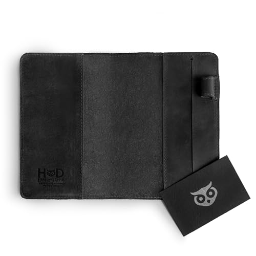 Couverture pour carnet A6 cuir pleine fleur Hide & Drink Leuchtturm noir