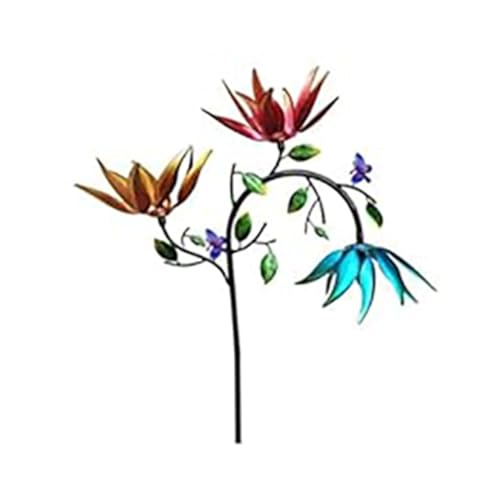 JHzood 3D Unique and Magical Metal Windmill Spin, Wind Spinners For Garden, Wind Spinners Stakes Ornaments for Yard, Wind Spinner Windmill, Wind Sculpture Spinner (Sun Flower)