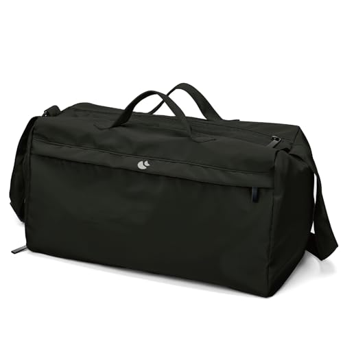 Sports Gym Bag for Women, Travel Workout Duffel Bag Overnight Shoulder Bag with Shoes Compartment and Wet Pocket Lightweight Weekend Bag Waterproof Black