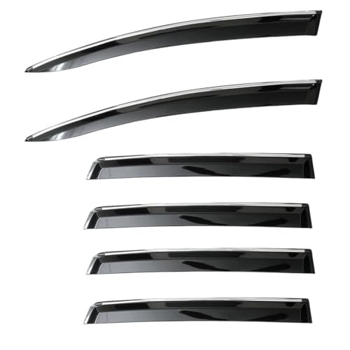 CAR SAAZ Unbreakable Chrome Smoke Door Visor for Triber (2019-2023) | Premium Sun, Rain Wind Deflector Chrome Strip Side Door Rain Visor – Set of 6 Pcs