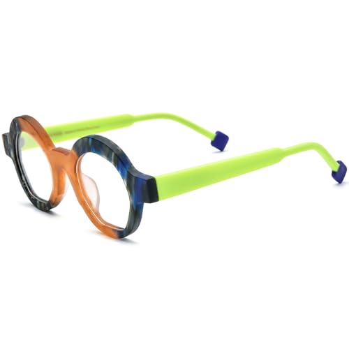 Image of HEPIDEM Multicolor Acetate Glasses Frame Women,Oversize Round Optical Eyeglasses