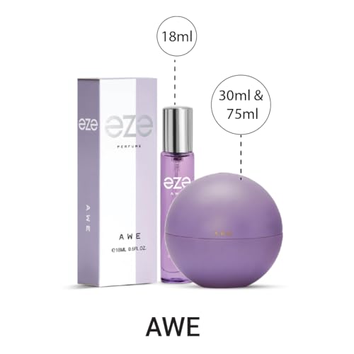 Eze Perfume Awe Eau De Parfum For Women - 18ml | Long-Lasting Luxury Perfume | Fruity Grapefruit, Rosemary & Cardamom | Floral Ylang & Tuberose | Woody Leather, Cedar & Vetiver Base