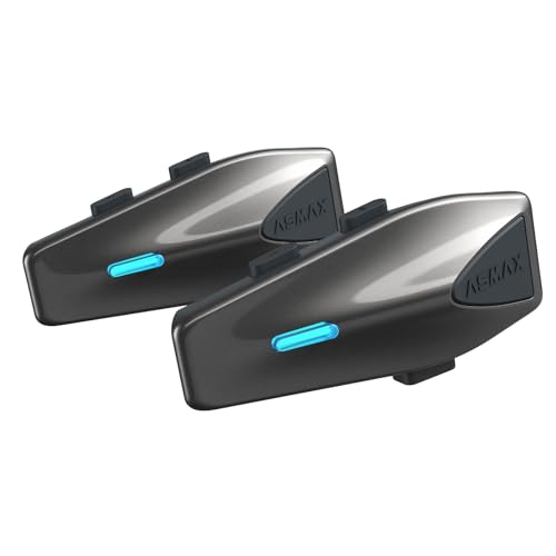 ASMAX S1 Motorcycle Bluetooth Headset with Smart Voice Control, Mesh Helmet Communication Systems, Noise Cancellation/Waterproof/FM Radio/FOTA Update/EQ Modes, 8 Riders Intercom Fit for ATV, 2 Pack