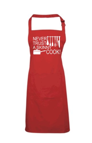 Tablier de cuisson rouge Never Trust A Skinny Cook idéal pour vos barbecues