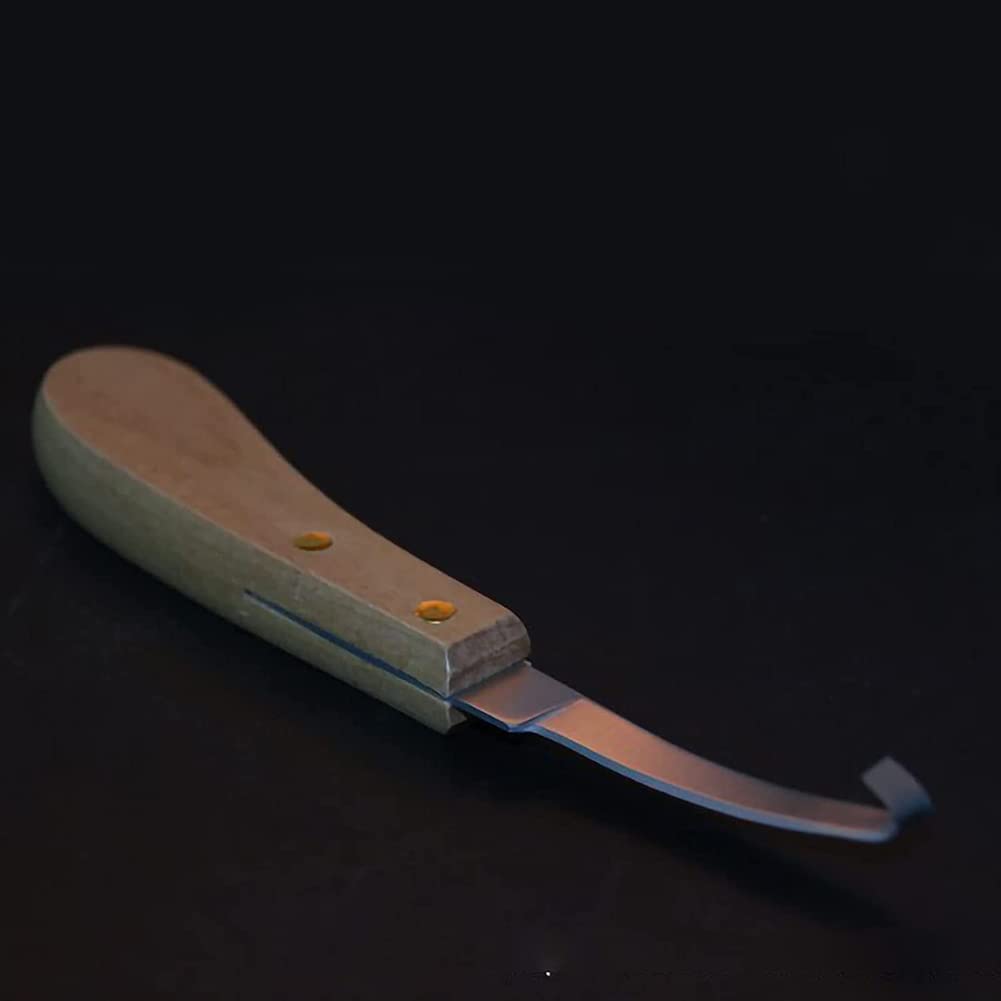 Hufmesser für Ziegen, Hufmesser-Set, Hufschneider-Crimp-Hufschmied-Werkzeug mit ergonomischem Holzgriff, gerade Klingenform aus Kohlenstoffstahl, Hufschneide-Werkzeug für den Einsatz bei Rindern und