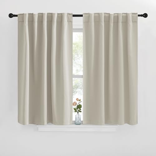 NICETOWN Blackout Curtains Window Drapes - (Natural Color) 42 inches W by 40 inches L, Set of 2, Blackout Curtain Panels for Boy's Nursery