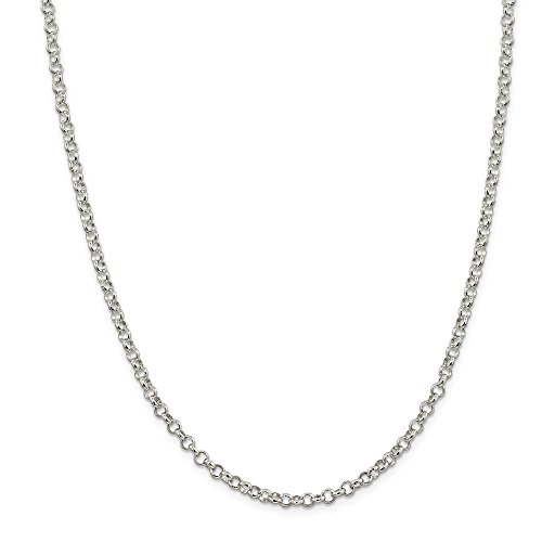 Solid 925 Sterling Silver 4mm Rolo Chain Necklace - with Secure Lobster Lock Clasp