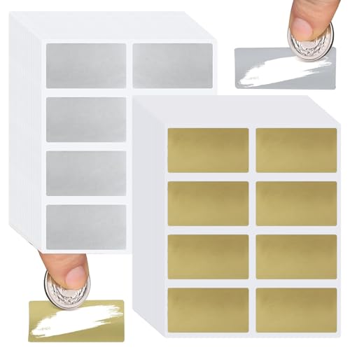VEGCOO 120 Pcs Cartes à Gratter, 60 x 40mm Autocollant à Gratter, Scratch Card Sticker, Cartes à Gratter Rectangle pour DIY Carte Postale Surprise Secret,...