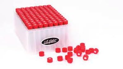 07-8070MR-1000 Polypropylene µLPlate Sampling System Component Kit, 1.0 ml, Clear, Conical Insert Installed in µLPlate and Red Cap with PTFE/Silicone Septa