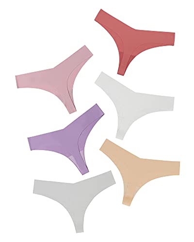 Image of DEANGELMON Seamless Thongs for Women No Show Thong Underwear Women Comfortable Multiple Pack