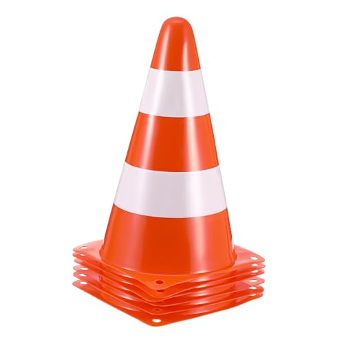 Kisangel 6 Coni di Sicurezza Stradale Arancioni Materiale Durevole PE Impilabili per Gestione Traffico Parcheggi Sport e Bambini