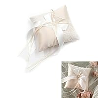 Satinband Hochzeit Ringkissen - Ehering Kissen für Verlobung Oder Eheringe, Strass Verziert, Strandhochzeitsfeier Zeremonie Mit Band und Schleife, 15cm x 15cm