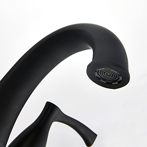 Robinet de lavabo central noir mat double commande avec vidage escamotable - 6
