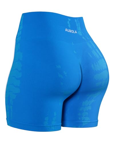 Image of AUROLA Serpent Seamless Scrunch Workout Shorts for Women,Tummy Control Squat Proof Ribbed Thick Active Gym Short