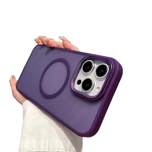 Étui de téléphone de luxe mat violet avec protection magnétique pour iPhone 12