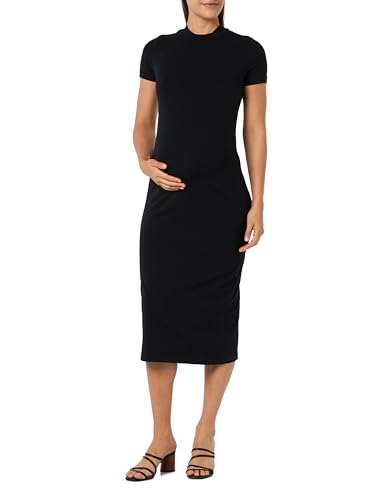 MAMALICIOUS Mleva S/S Jrs Midi High Neck Dress Noos Vestido, Negro, M Mujeres