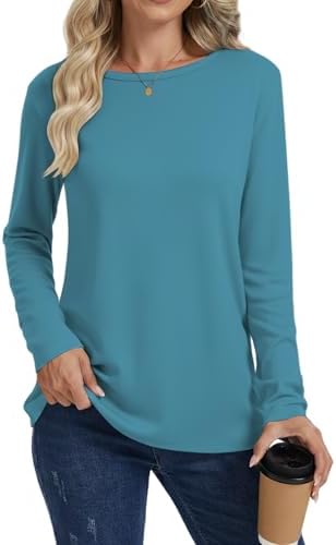 Cuptacc Langarmshirt Damen Rundhals Basic Pullover Elegant Locker Herbst | Dünn,Vielseitig,Einfarbig,Luftige,Casual,Bequem,Elastisch,Lässig,Alltag,Hause,Büro,Date