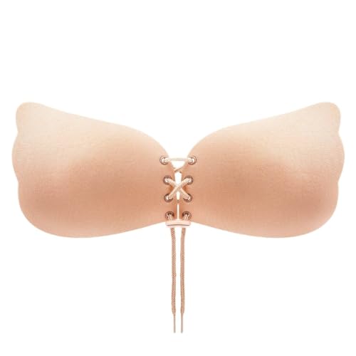 Strapless Self Adhesive Bra, Push Up Invisible Silicone Bras with Drawstring