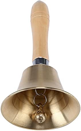 Extra Loud Solid Brass Hand Call Bell with Wooden Handle
