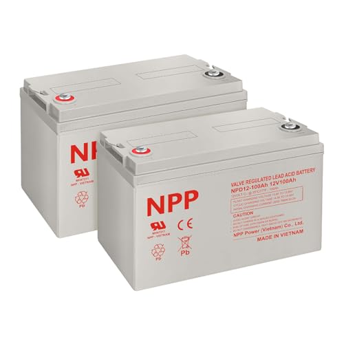 NPP NPD12-100Ah(T16A, 2Pcs) 12 Volt 12V 100Ah Deep Cycle AGM SLA Battery, 1200+ Deep Cycle 100amp Battery,for Most Home Appliances, RV, Camping, Cabin, Marine, UPS, Trolling Motor and Off-Grid System