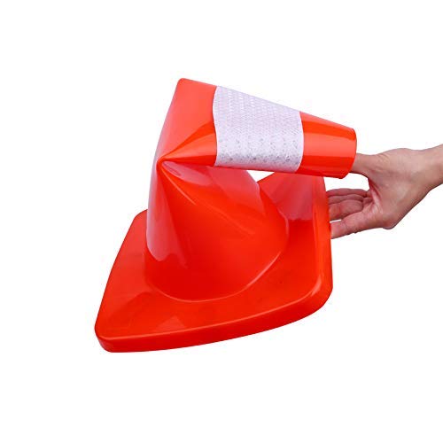 [ 10 Pack ] 18" Traffic Cones PVC Safety Road Parking Cones Weighted Hazard Cones Construction Cones for Traffic Fluorescent Orange w/4" Reflective Strips Collar Traffic Safety Cones