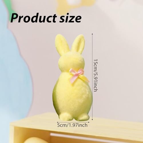 Figurine lapin flockée jaune en mousse pour décoration - 3