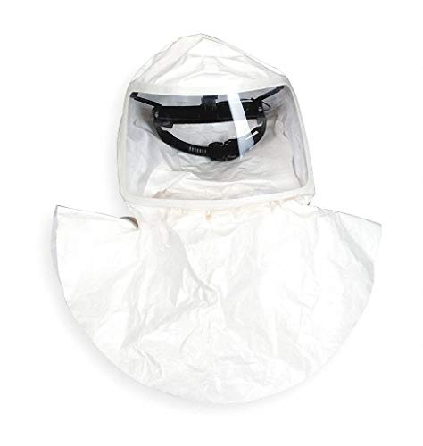 MSA 10083330 OptimAir TL Hood - Tychem QC Powered Air-Purifying Respirator (PAPR), Color: White, 4 Pack, Double Bib, Threaded Connection, Includes Suspension, Hi-Efficiency Respiratory Protection
