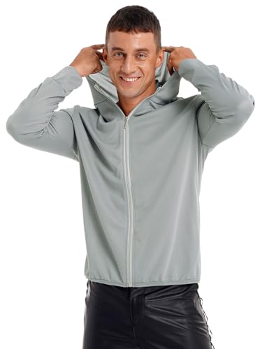 YiZYiF Men Long Sleeves UPF 50+ Protection Hooded Lightweight Full Zip SPF UV Jacket Top Hiking Fishing Shirt2