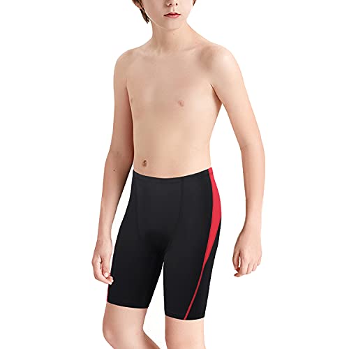 Mivei Boys Swim Jammers - Youth Competitive Swim Racing Team Swimming Shorts Swimsuit Trunks Bathing Suit Quick Dry Upf 50+ Black/Red #TOP15