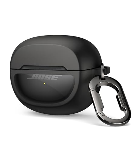 SURITCH Case Cover for Bose Ultra Open Earbuds(2024) Shockproof Protective Cover for Bose Ultra Open Wireless Ear Earbuds Charging Case Accessories with Carabiner Black