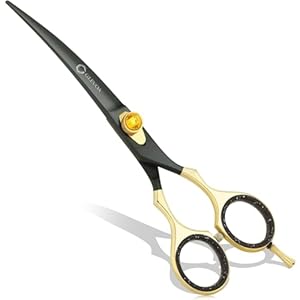 Dog Grooming Scissor – Professional Down-curved Shear with Ergonomic Handle Japanese Stainless Steel Trimming Scissor for Dogs, Cats and Other Pets, Sharp (Straight Curved)