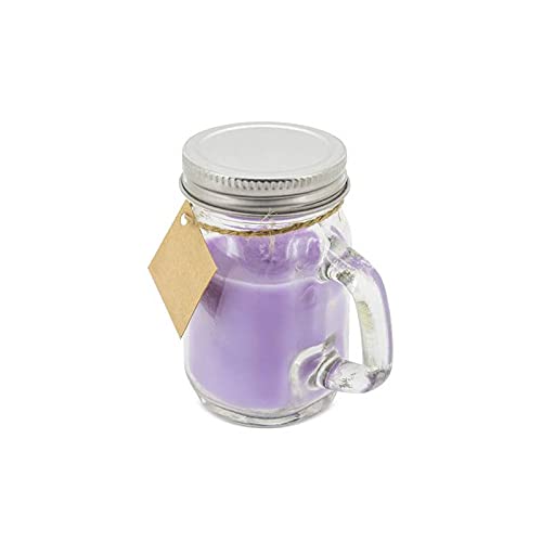 Lote de 25 Velas Aromática con Jarrita con tapa de metal - Velas para Detalles de Bodas, Comuniones, Regalos Mujeres prácticos (lila)