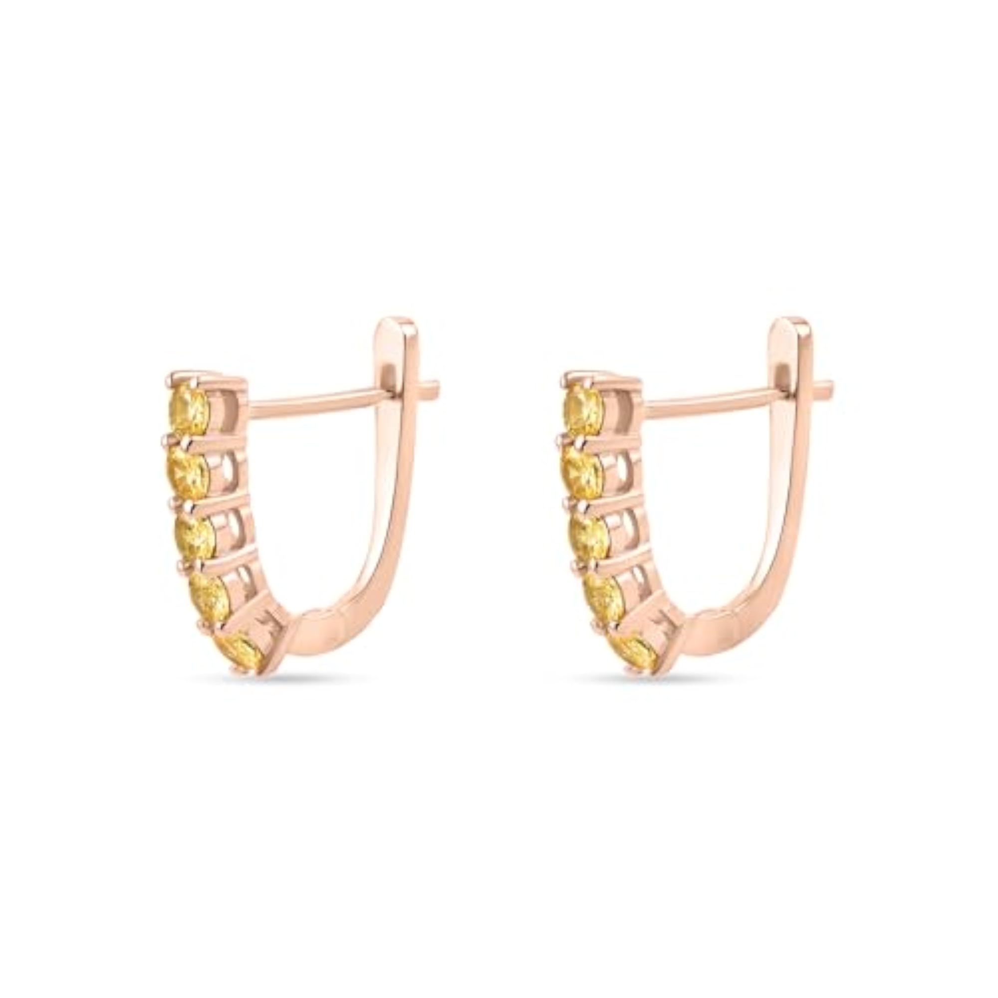 Women's 925 Sterling Silver Rose Gold Plated Hoop Earrings with CZ