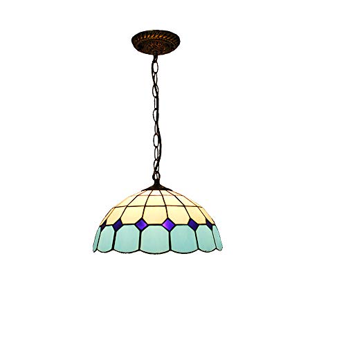Lampadario in Stile Tiffany, Lampadario Vintage Rustico E27, Barra di Vetro Colorato da 30cm, Sala da Pranzo, Lampadario per Soggiorno(lampadina non inclusa)