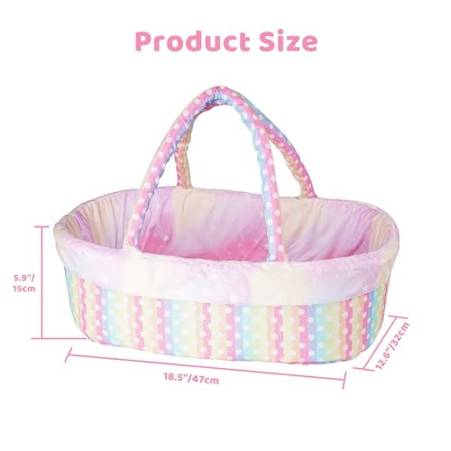 Babeside KSPJ501-CP Reborn Baby Doll Bassinet Foldable Rainbow Colorful Baby Doll Crib Bed Soft Doll Carrier Doll Accessories With Handle For 17-22 Inch Baby Dolls Girls Boys thumb #3