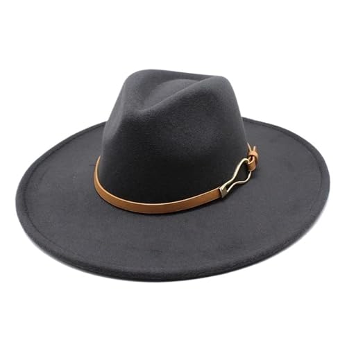 Chapeau feutré kaki femmes avec grand large bord de 9.5cm style vintage jazz