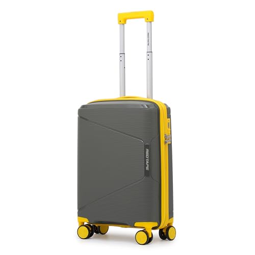 Image of Red Tape 40L Polypropylene Hard Luggage Trolley Bag | 57cm Small Cabin-in Suitcase with 360 8 Spinner Wheels, Combination Lock & Lightweight Design | Travel Luggage for Men & Women (Olive & Yellow)