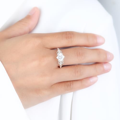 Moissanite Engagement Rings for Women, 1.4CT Princess Cut Moissanite Ring for Women 925 Sterling Silver Wedding Bands Promise Rings for Her Anniversary Wedding Ring Size 3-103