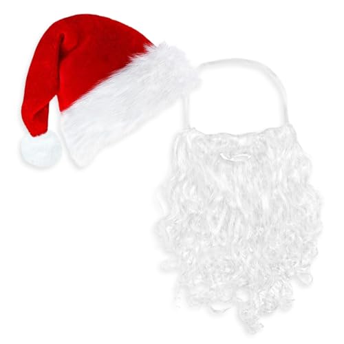 Lyivisk Weihnachtsmann Bart und Weihnachtsmütze Set Flauschiger Bart...