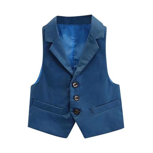 Boys Girls Casual Button Down Suit Vest Sleeveless Cute Wedding Prom Waistcoat for Kids 2-15 Years