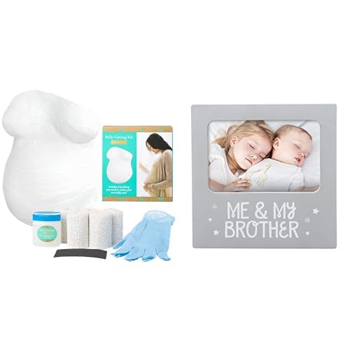 Kate & Milo and Tiny Ideas Pregnancy and Sibling Keepsake Bundle - Belly Casting Kit & Me and My Brother Picture Frame