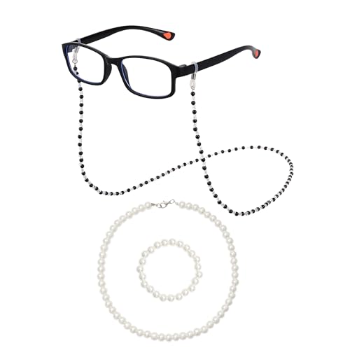 phnydreg 4Pcs Old Lady Costume Accessories for Women Granny Cosplay with Chain Glasses Necklace Bracelet for Dress Up Party (Retro Rectangular Glasses)