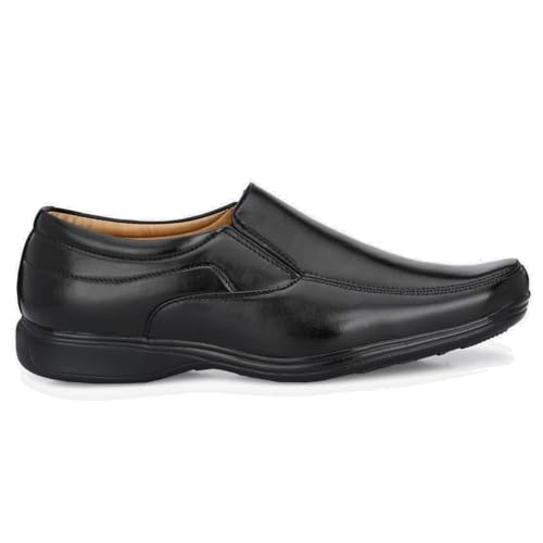 Image of Leatherkraft Stacked Heel Formal Slip-On Shoes